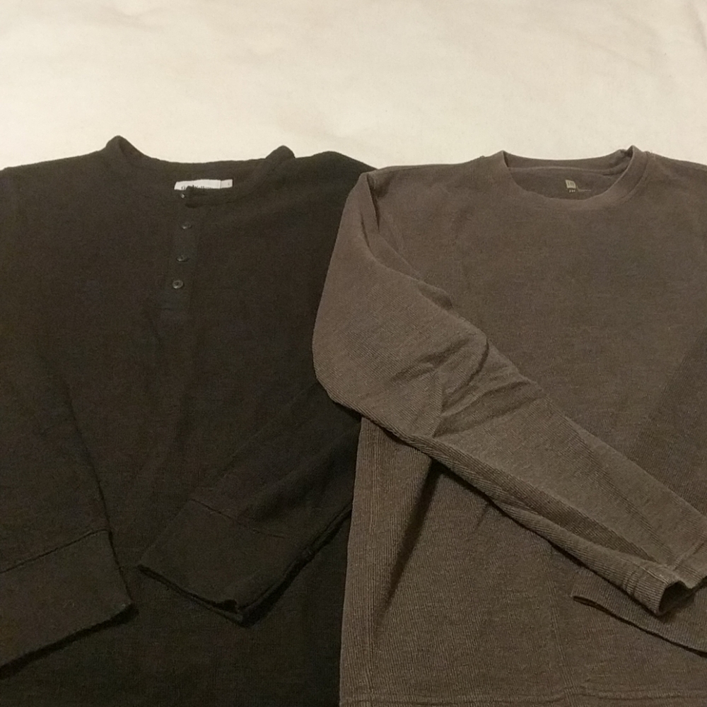 Pair of long sleeve warm shirts size large